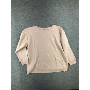 Joei & I Sweatshirt Womens 3X Pink Heart Print Fleece Crewneck Pullover